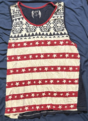 S&A Men’s XL Regular Sleeveless Scoop Neck Tank Top USA Geometric Multicolor