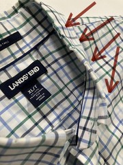 Land’s End 100% cotton twill short sleeve white blue + green plaid sz XL/T
