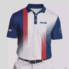 Sport Ping 124th U.S. Open Pinehurst Golf Polo Shirt Blue Red Striped Print 1