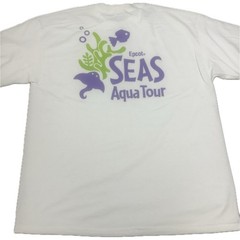 Disney Mens Epcot Seas Aqua Tour T-Shirt XL White Recycled Cotton Vintage USA
