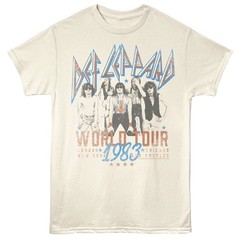 Def Leppard T-Shirt 1983 WORLD TOUR New Licensed Music Natural Cotton