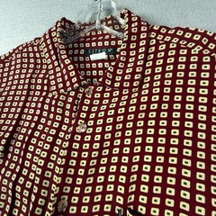 VTG Citron Santa Monica Shirt Mens M Red Geometric Rayon Button Front USA Retro