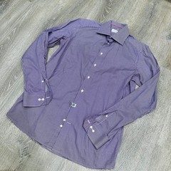 Eton Shirt Purple Gingham Contemporary Fit Dress Mens 16 41 York Cotton LS Shirt