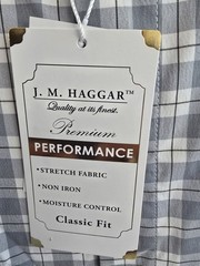 J.M. Haggar Premium Performance Stretch Dress Shirt Mens XXL NWT Gray Plaid