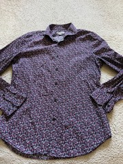 Express Fitted Men Floral Long Sleeve Button-Up Shirt Multicolor Size M 15-15.5