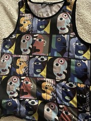 Kayden K men’s Multicolor Abstract Art Face Print Tank Top Scoop Neck L