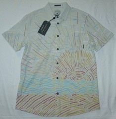 Mens BAJA LLAMA Sun Burst Short Sleeve Button Up Shirt Size M NEW $79