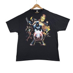 Marvel Shirt Mens 2XL Black Captain America Avengers Graphic Comics Mad Engine