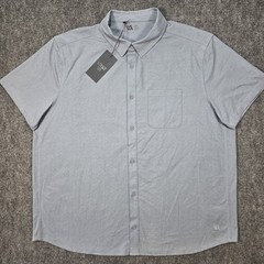 NWT VRST Shirt Mens XXL Refined Knit Short Sleeve Button Down Muted Denim Blue