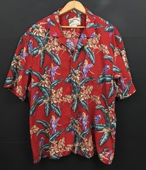 Paradise Found Red Floral Magnum PI Parrot Hawaiian Shirt Made in USA Size 3XL