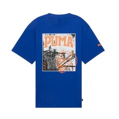 PUMA Hoops X Energy Crew Neck Short Sleeve T-Shirt Mens Blue Casual Tops 631742