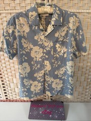 Free Assembly Men’s SMALL Short Sleeve Floral Camp Shirt BLUE Vacation NWT