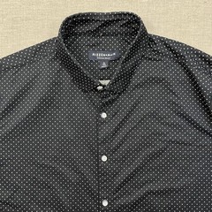 Mizzen Main Shirt Mens XL Trim Fit Navy Blue Polka Dot Halyard Performance
