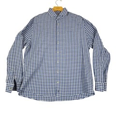 Johnnie O Hangin Out Mens Blue Gingham Button Down Shirt Large Cotton Polyester