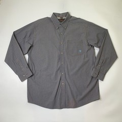 Ariat Shirt Mens XL Brown Blue Pro Series Check Button Down Long Sleeve Western
