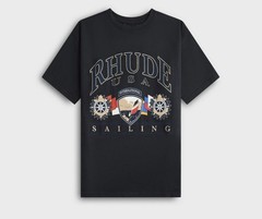 Rhude USA Sailing Icon Tee ‘Vintage Black/White’ NEW,Runs Big, Size Small