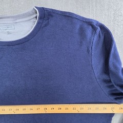 Club Room Thermal Shirt Mens XXL Blue Waffle Knit Long Sleeve Crewneck