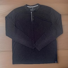 Free Fly Henley Shirt Mens Size Large Dark Gray Heather Long Sleeve
