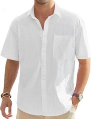 J.VER Men’s Linen Short Sleeve Classic Solid JVER Mens Shirts Casual Lightweight
