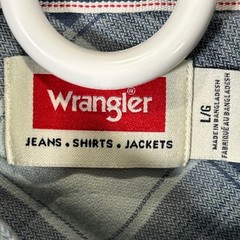 Wrangler Mens Five Star Premium Western Plaid Shirt Blue White Large New