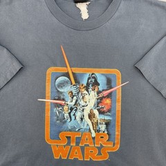 Vintage Star Wars “Style A” Poster T-Shirt – Blue Fade Woven Logo Tag L/XL 90s
