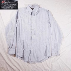 Beau Brummel Vintage Button Up Dress Shirt Stripe Pinstripe Made in USA Cotton