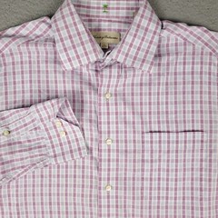 Tommy Bahama Shirt Mens 16 Purple Plaid Dress Button Up Long Sleeve