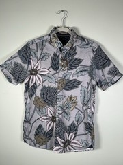 Ted Baker London Men’s Short Sleeve London Grey Size 3 Button Down Shirt Palm