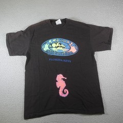 Vintage Florida Keys Shirt Mens Large Black Fun Sand Sun Seahorse Beach 90s