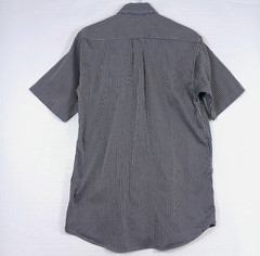 Viyella Button Down Shirt Mens Medium Black White Pinstripe Short Sleeve Preppy