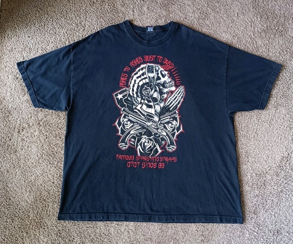 Famous Stars & Straps T-Shirt Men’s Size 3XL Vintage Skull Graphic Black Shirt