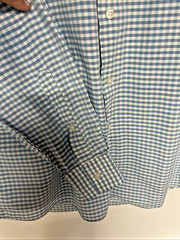 Van Heusen Flex Collar Blue Green White Gingham Dress Shirt 16 34/35 Regular Fit