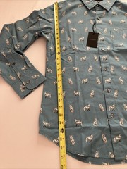 Bonobos Slim Fit Shirt Medium Blue Fox Print Stretch Lightweight Button Up NWT