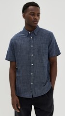 Rails Shirt Mens L Blue Fairfax Short Sleeve Button Up Relaxed Fit Navy Etch