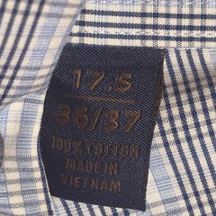 David Donahue Dress Shirt Mens 17.5 36/37 Blue Check Long Sleeve Cotton