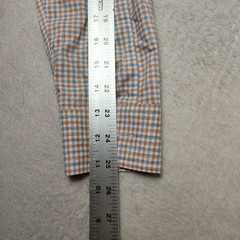 Johnnie-O Shirt Mens M Beige Check Button-Up Cotton Long Sleeve Vietnam