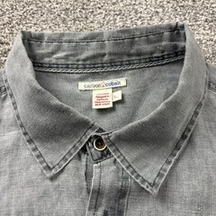 Carbon 2 Cobalt Shirt Men Large Gray Button Up 100% Linen Resort Travel Beach