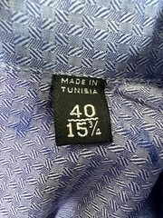 Z Zegna Dress Shirt Mens 16 32/33 Blue Herringbone Silver Line Slim Fit LS