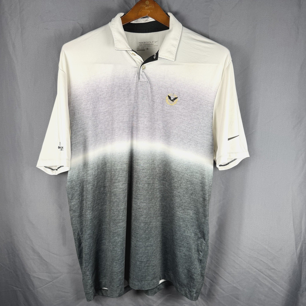 Nike Golf Tour Polo Shirt Mens Large Gradient White Quicken Loans National Eagle