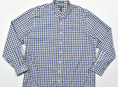 Lands’ End Shirt Men XXL Tall Blue Black Plaid Gingham No Iron Twill Button Down