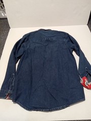 USA 1970s Vintage Male Brand Denim Long Sleeve Shirt Navy Pattern A++ Look