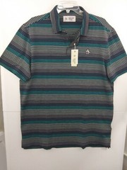 NWT $89 Original Penguin Ombre Striped Short Sleeve Polo Shirt Men’s Munsingwear