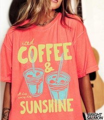 Iced Coffee & Sunshine Shirt Summer Coffee Lover Comfort Colors Retro Graphic T