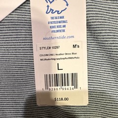 Southern Tide Men’s Long Sleeve Striped Polo Shirt Blue L Style #10297