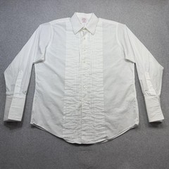 Brooks Brothers Tuxedo Shirt Mens 17 35 White Pleated Front French Cuff Dress