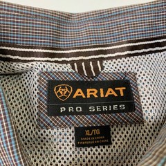 Ariat Shirt Mens XL Brown Blue Pro Series Check Button Down Long Sleeve Western