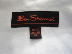 BEN SHERMAN White French Cuff 100% Cotton Tonal Print Shirt Size 15.5 / 34-35