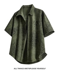 Designer Style Men Tie Dye Shirt Seersucker Casual Loose Beach Summer Tops M-3XL