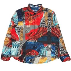 Robert Graham Carbon Form Shirt Mens 4XL Red Blue Paisley Patchwork Embroidered