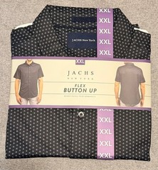 Jachs New York Flex Button Up Men’s Short Sleeve Shirt-Black-Size XXL-NWT